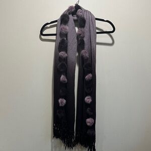 Elegant Ombre Scarf with Pom-Pom Accents